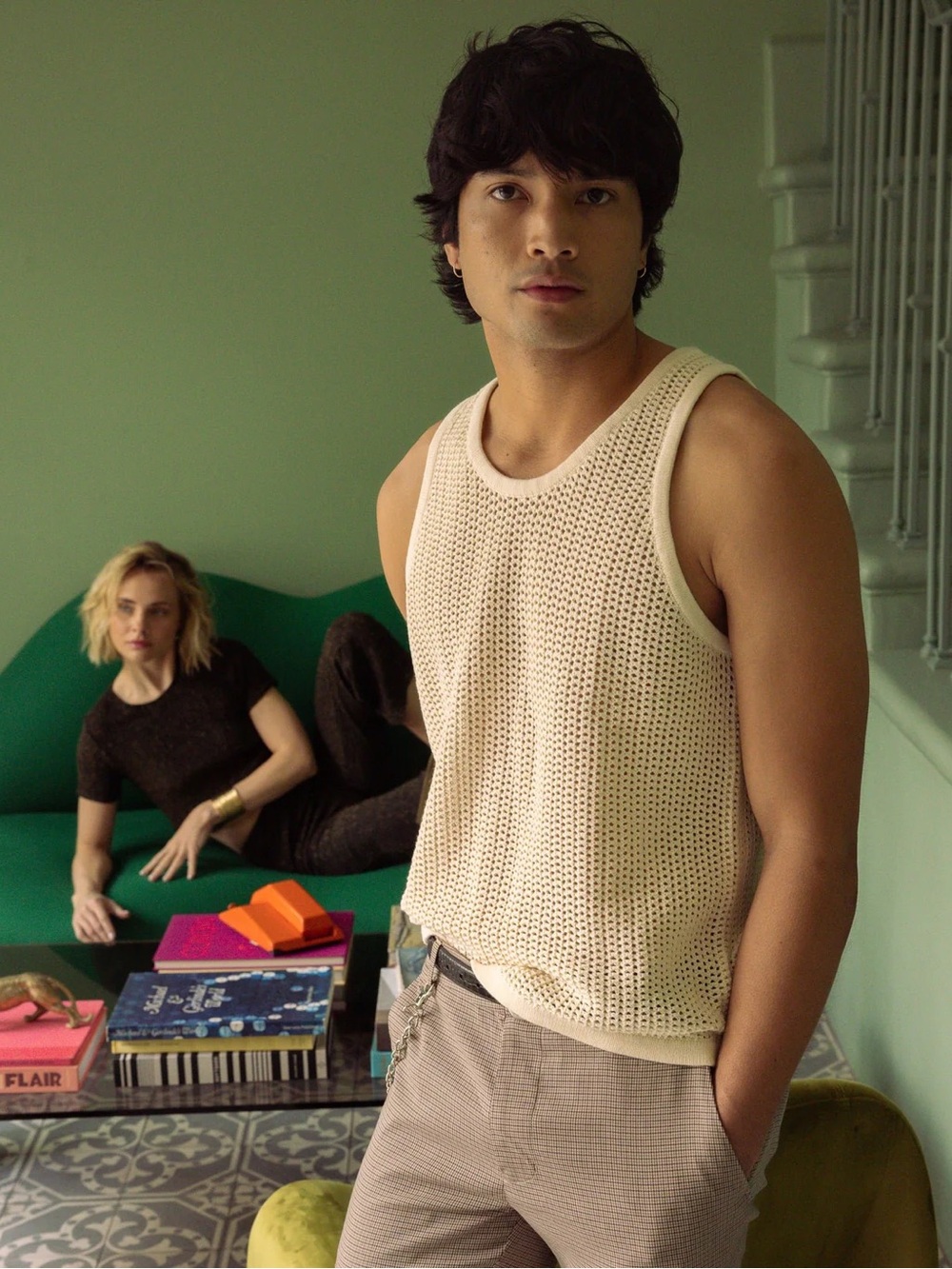 Men’s Cream Knit Mesh Tank Top - Unbranded
